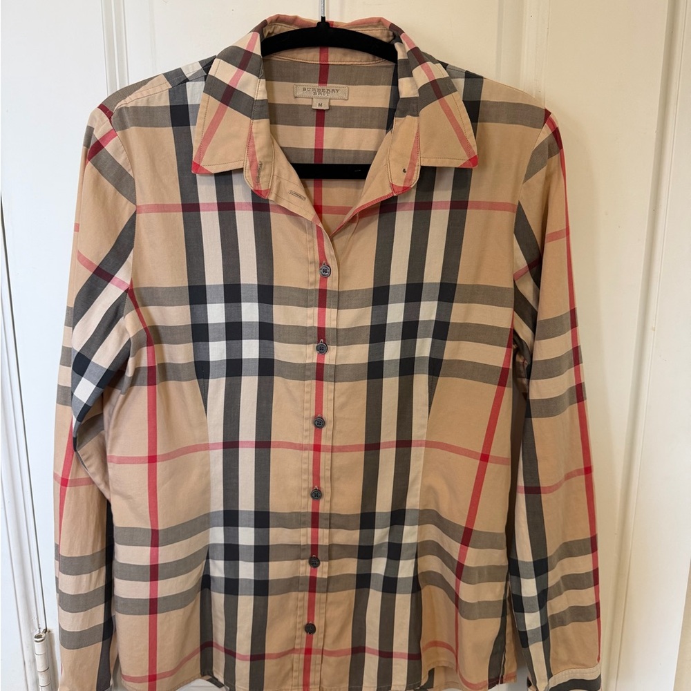 Burberry Brit Women’s Tan and Red Checkered Shirt